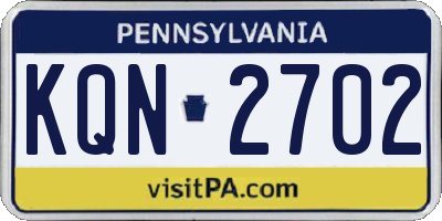 PA license plate KQN2702
