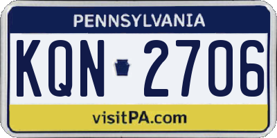 PA license plate KQN2706