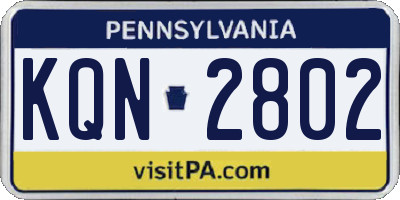 PA license plate KQN2802