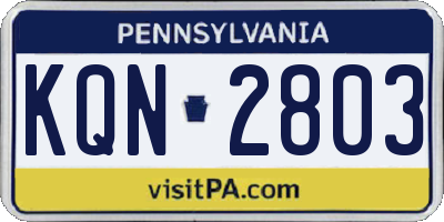 PA license plate KQN2803