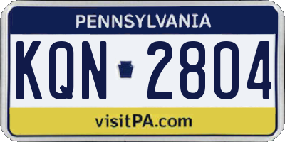 PA license plate KQN2804