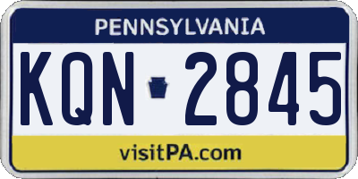 PA license plate KQN2845