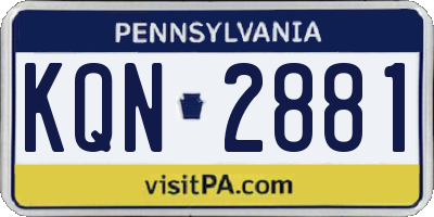 PA license plate KQN2881