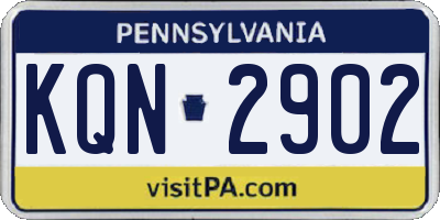 PA license plate KQN2902