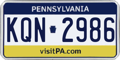 PA license plate KQN2986