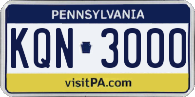 PA license plate KQN3000
