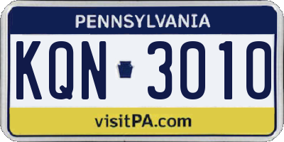 PA license plate KQN3010