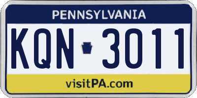 PA license plate KQN3011
