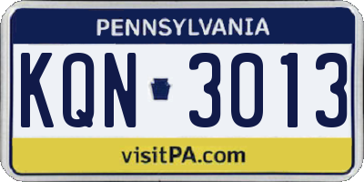 PA license plate KQN3013