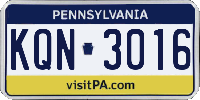PA license plate KQN3016