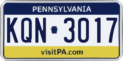 PA license plate KQN3017