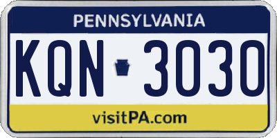 PA license plate KQN3030