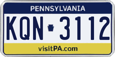 PA license plate KQN3112