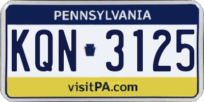 PA license plate KQN3125
