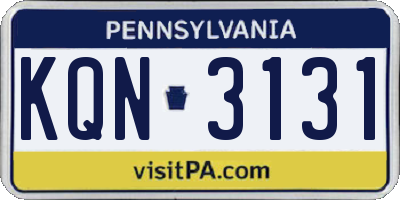 PA license plate KQN3131