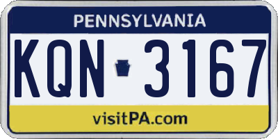 PA license plate KQN3167