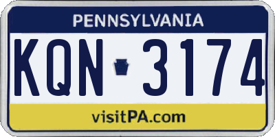 PA license plate KQN3174