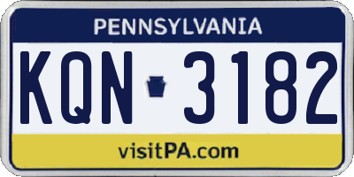 PA license plate KQN3182