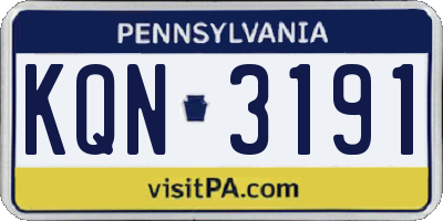PA license plate KQN3191