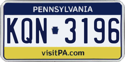 PA license plate KQN3196