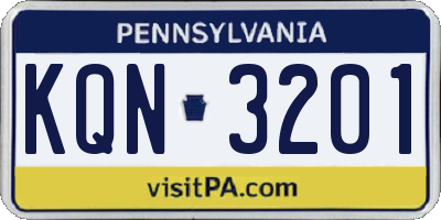 PA license plate KQN3201