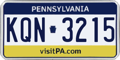 PA license plate KQN3215
