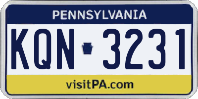 PA license plate KQN3231