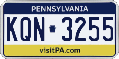 PA license plate KQN3255