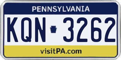 PA license plate KQN3262
