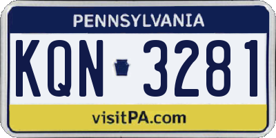 PA license plate KQN3281