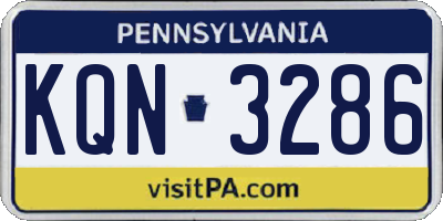 PA license plate KQN3286