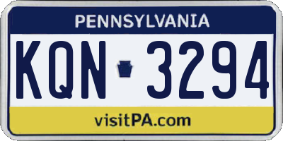 PA license plate KQN3294