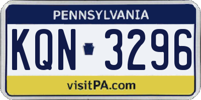 PA license plate KQN3296