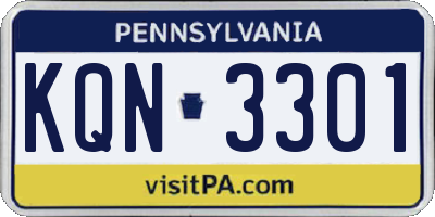 PA license plate KQN3301