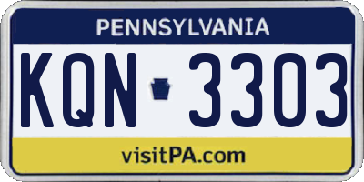 PA license plate KQN3303