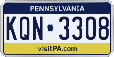 PA license plate KQN3308