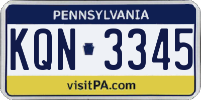PA license plate KQN3345