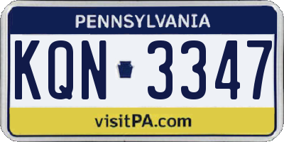 PA license plate KQN3347