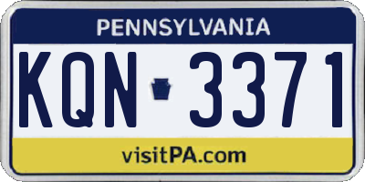 PA license plate KQN3371