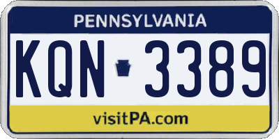 PA license plate KQN3389