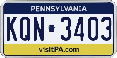 PA license plate KQN3403