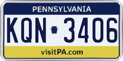 PA license plate KQN3406