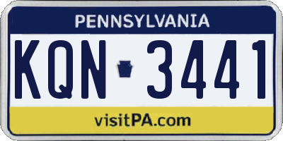 PA license plate KQN3441