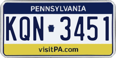 PA license plate KQN3451
