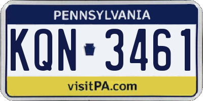 PA license plate KQN3461