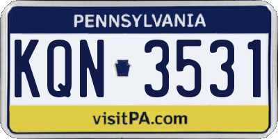 PA license plate KQN3531