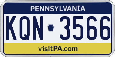PA license plate KQN3566