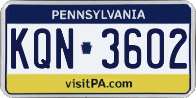 PA license plate KQN3602
