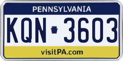 PA license plate KQN3603