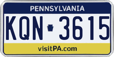 PA license plate KQN3615